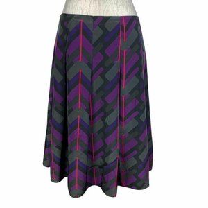 Liz Claiborne Pleated Geometric Print Midi Skirt Style Name Indian Glass Lined 8